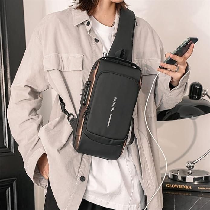 Anti Theft Waterproof Unisex Sling Bag, USB Charging port Shoulder Backpack With Multifunctional Use for Travel, Hiking, Camping, Daily Out, Crossbody Chest Bags