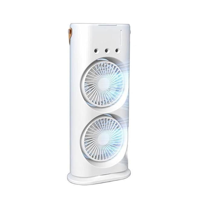 Portable Mini Air Cooler For Room Cooling, Double Ended Spray Mist Fan, Usb Rechargeable Desk Fan For Summer, Home, Bedroom And Office, Rotatable Fan With 7colors Led Light And Remote