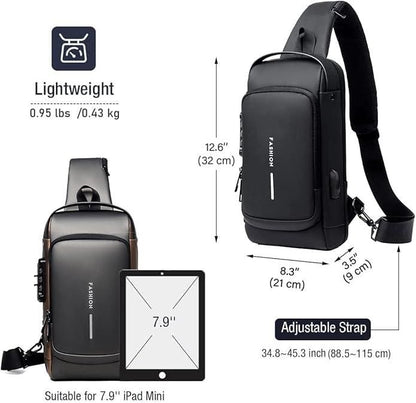 Anti Theft Waterproof Unisex Sling Bag, USB Charging port Shoulder Backpack With Multifunctional Use for Travel, Hiking, Camping, Daily Out, Crossbody Chest Bags