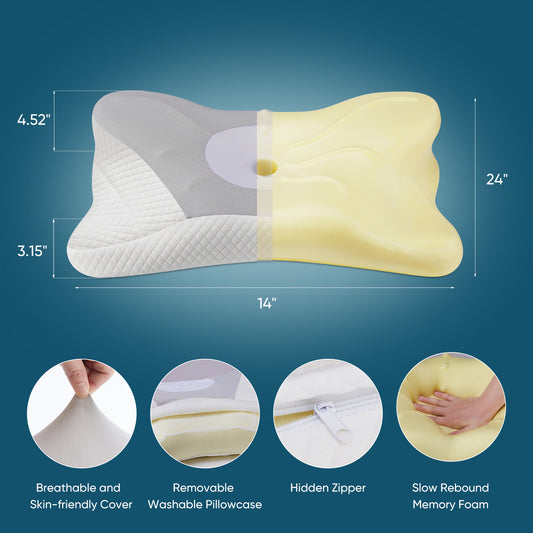 Ergonomic Foam Neck Pillow, Neck Support, Neck Protection Good Sleep