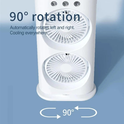 Portable Mini Air Cooler For Room Cooling, Double Ended Spray Mist Fan, Usb Rechargeable Desk Fan For Summer, Home, Bedroom And Office, Rotatable Fan With 7colors Led Light And Remote
